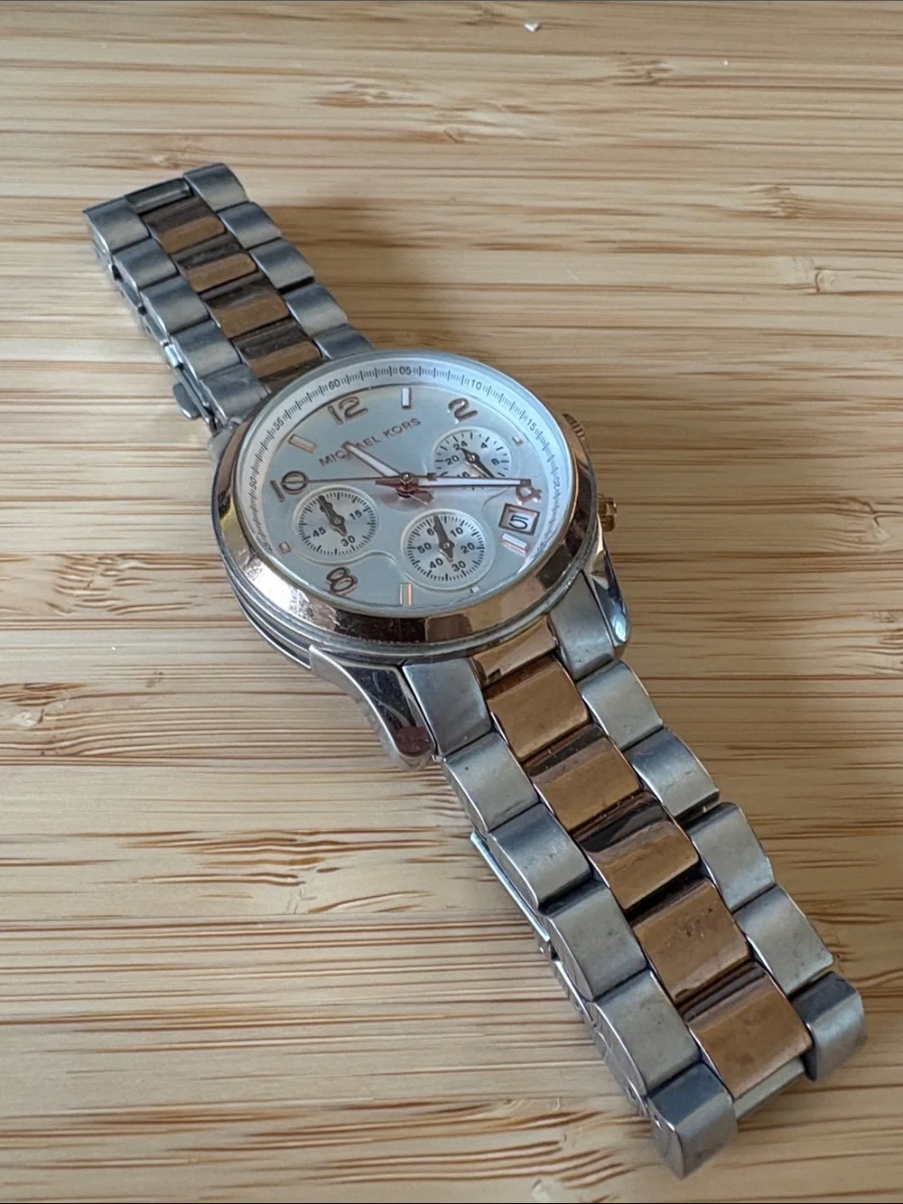 Michael Kors Two-Tone Silver and Rose Gold Women's Chronograph Watch